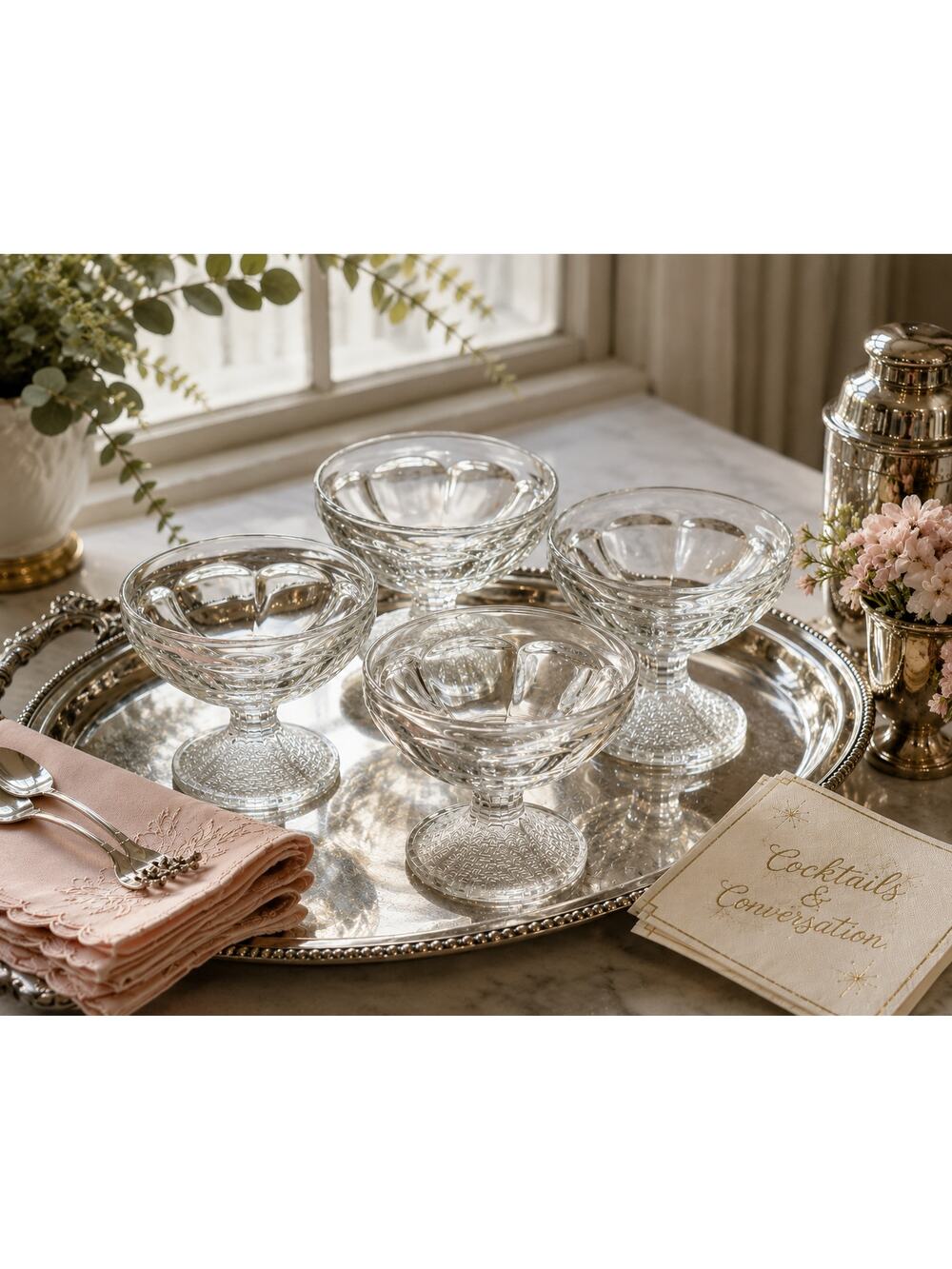 Vintage 1980s Libbey Mexico Glass Sundae Cups, Set of 4